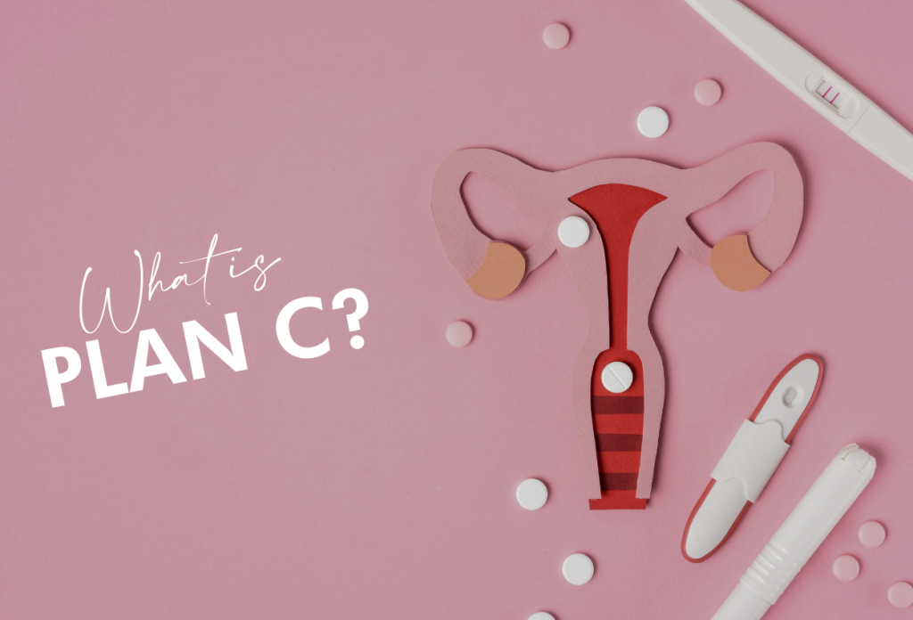 pink background with text that says what is plan c