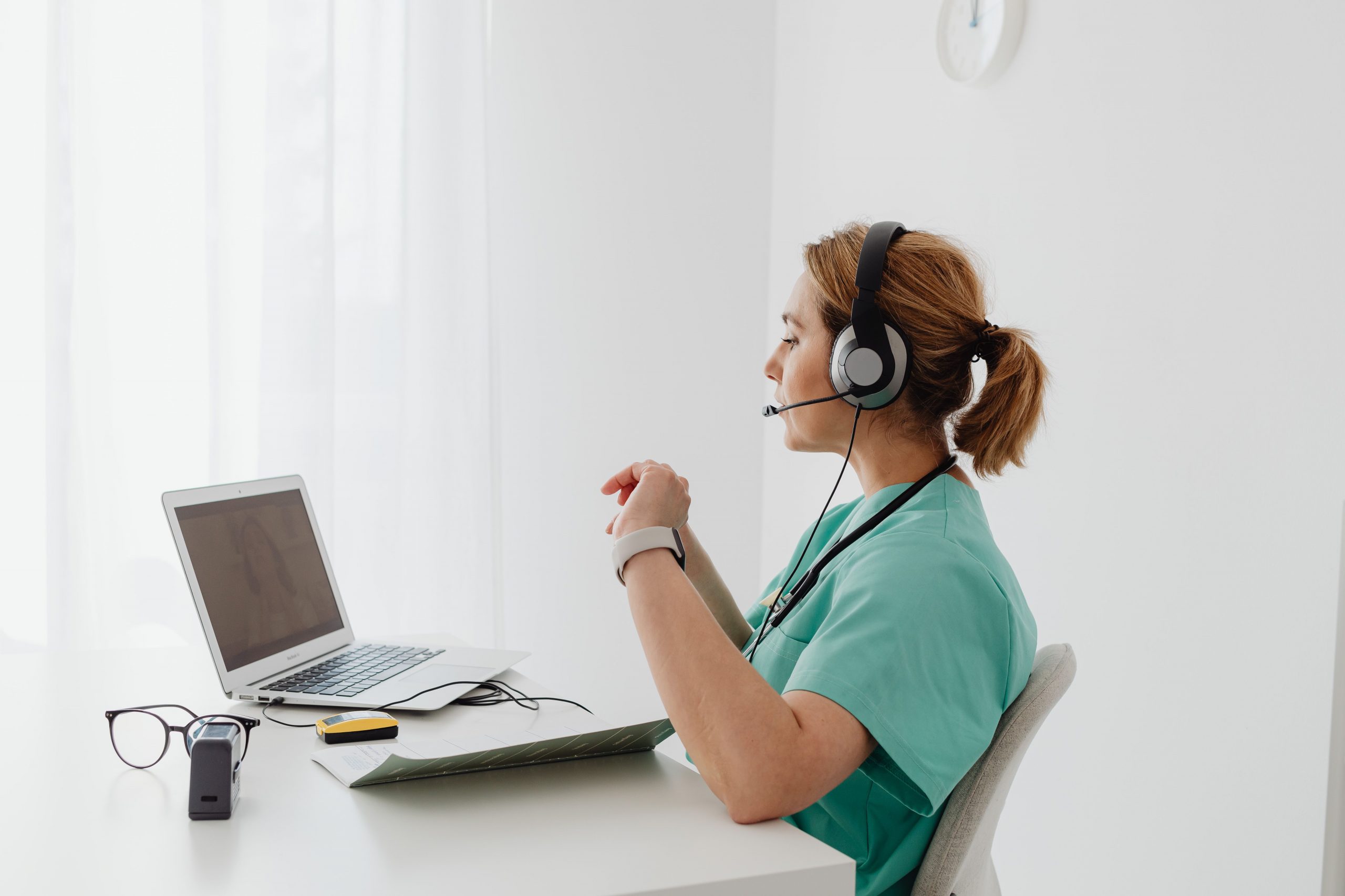 female doctor on a video call